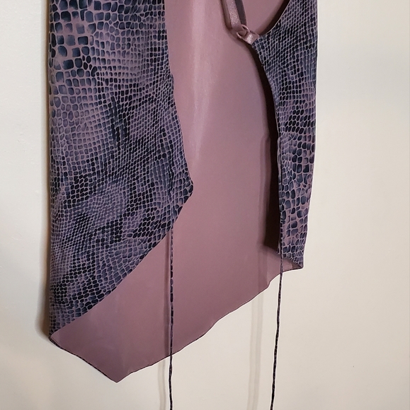 Mauve Purple, and Gray Snakeskin Print Silk Strappy Wrap y2k Tie Top - Picture 9 of 13
